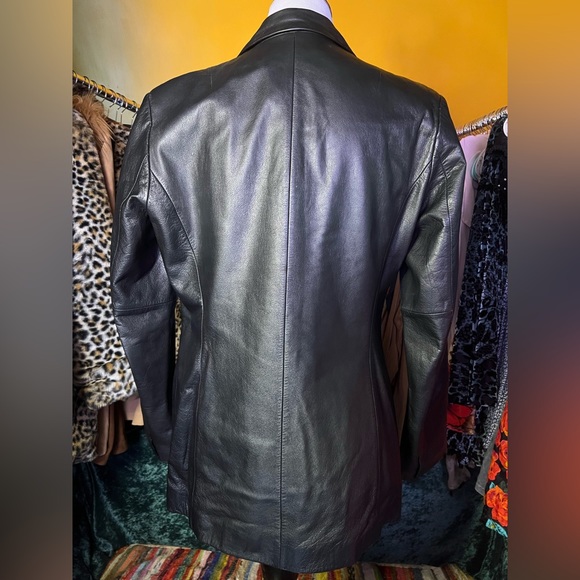 Vintage 80s leather blazer jacket - Picture 7 of 9